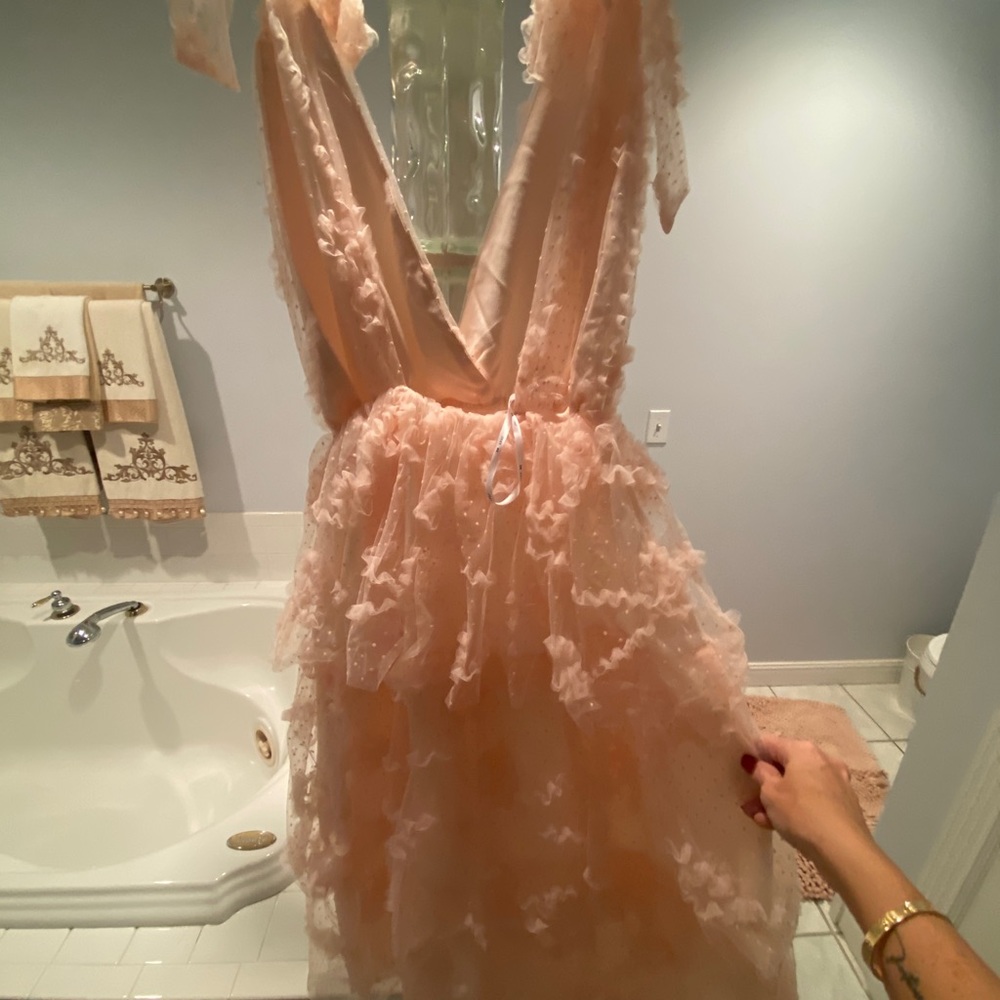 Beautiful pale pink shoulder tie dress